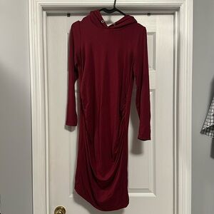 Maternity maroon hoodie dress, size small.